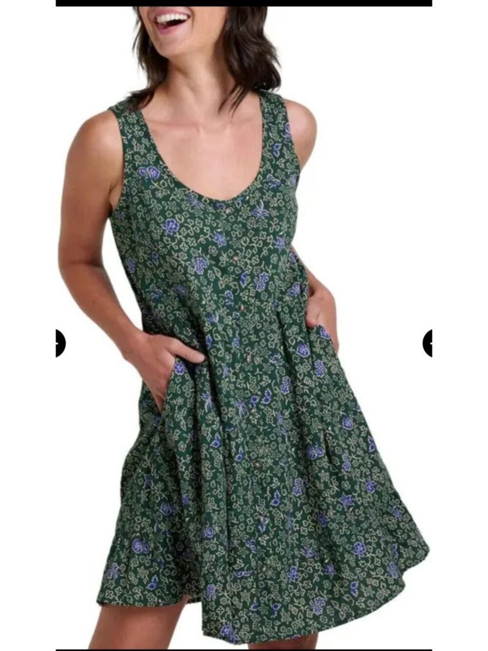 Toad & Co Manzana Tiered Sleeveless Dress Pasture Floral Print Sz XS